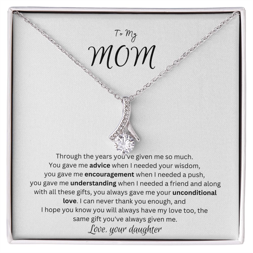 To My Mom: Alluring Beauty Necklace -Make her day with this special gift.  Holidays, birthdays, Just because or any special occassion