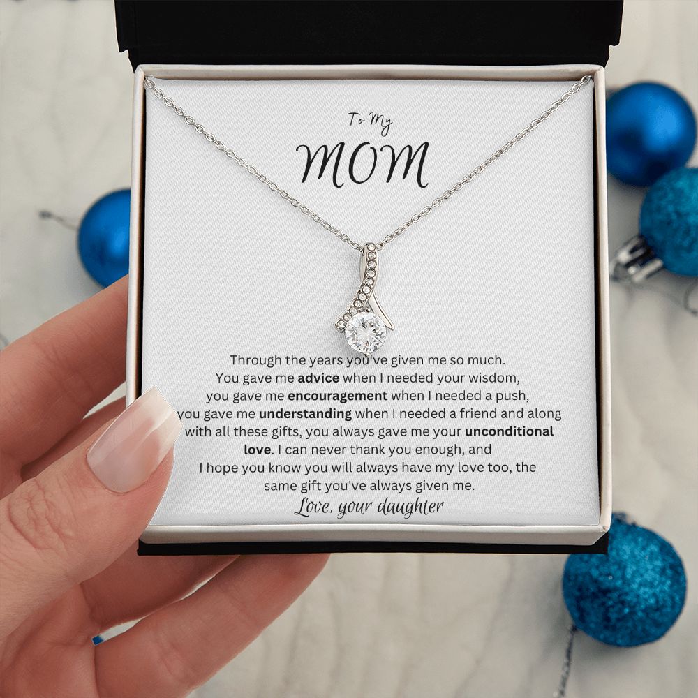 To My Mom: Alluring Beauty Necklace -Make her day with this special gift. Holidays, birthdays, Just because or any special occassion