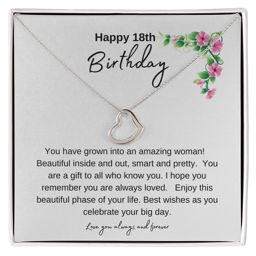 Happy 18th Birthday: Beautiful Delicate Heart Necklace