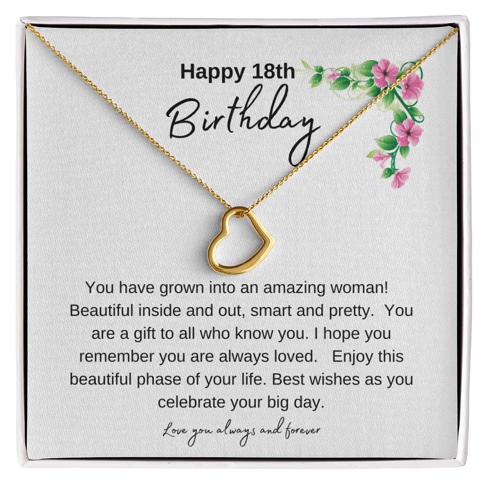 Happy 18th Birthday: Beautiful Delicate Heart Necklace