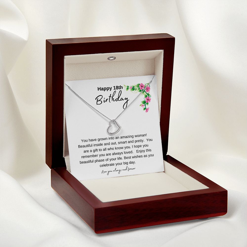 Happy 18th Birthday: Beautiful Delicate Heart Necklace