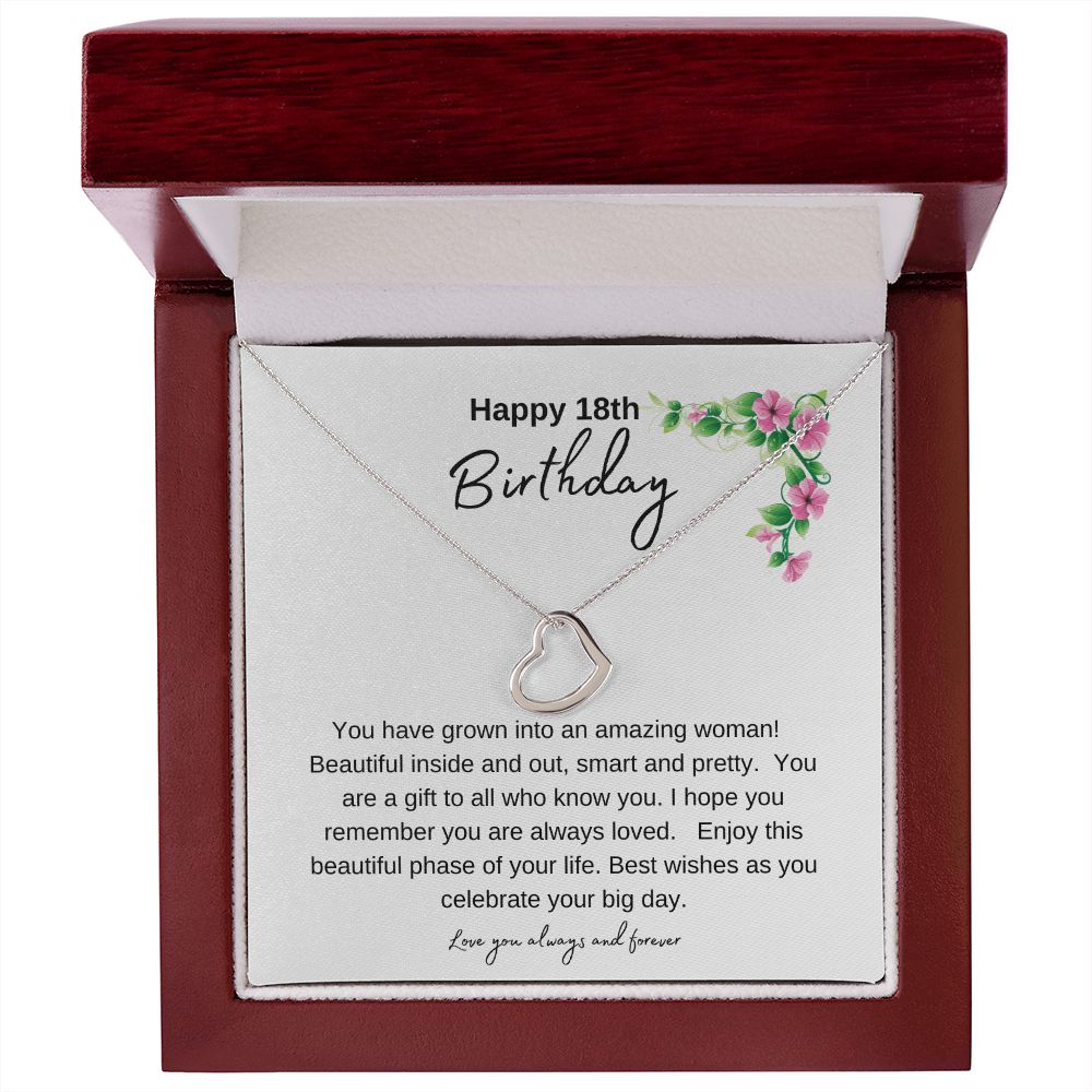Happy 18th Birthday: Beautiful Delicate Heart Necklace