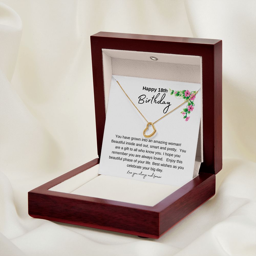 Happy 18th Birthday: Beautiful Delicate Heart Necklace
