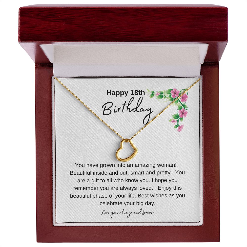 Happy 18th Birthday: Beautiful Delicate Heart Necklace