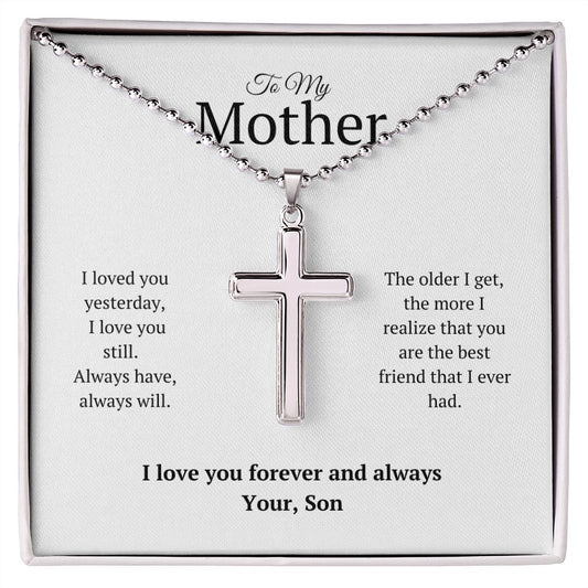 To My Mother: Stunning Stainless Cross Necklace - Perfect for any special occasion