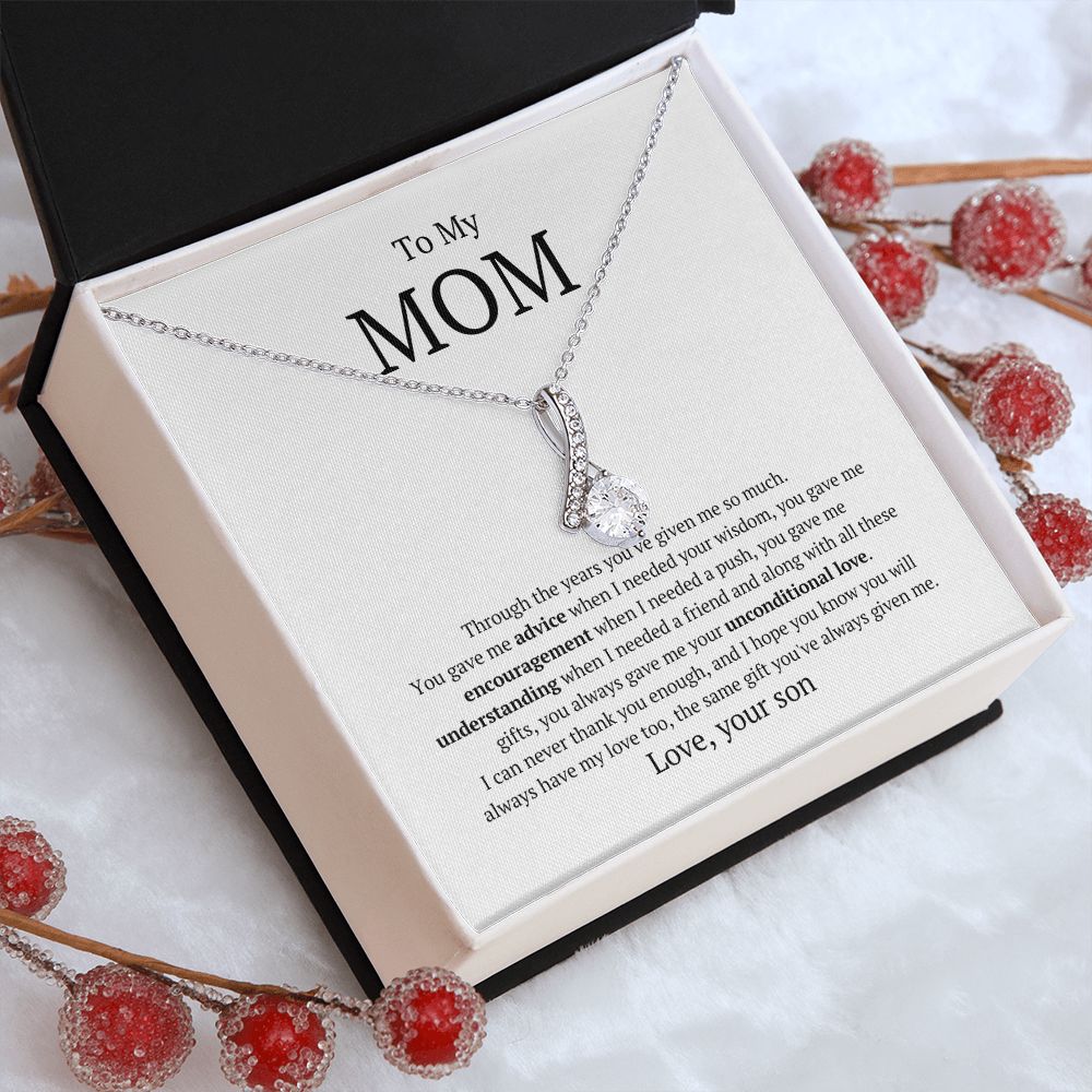 To My Mom:  Alluring Beauty Necklace - Give this special gift for her birthday, Mothers Day or special occasion