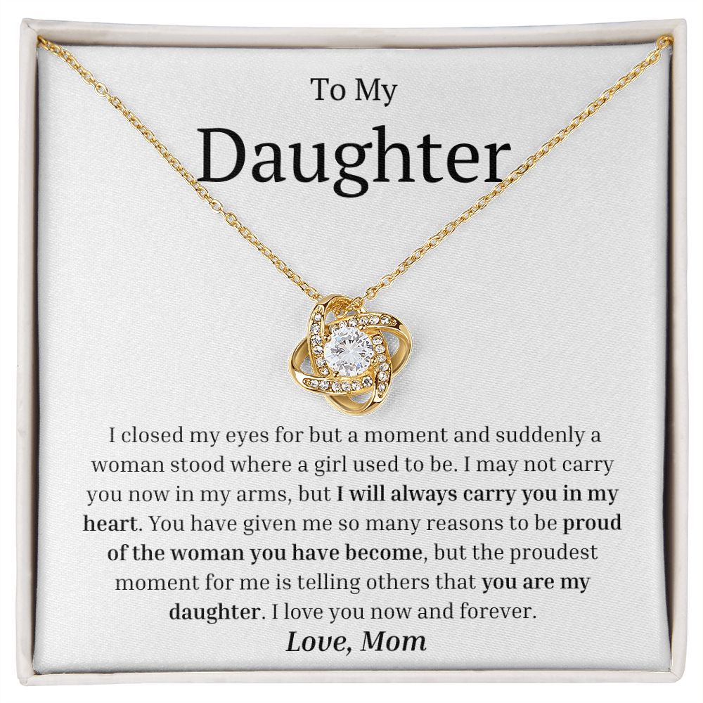 To My Daughter Love Knot Necklace - for graduation, birthdays, bridal shower, holiday, any special occasion