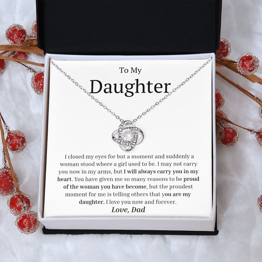 To My Daughter Love Knot Necklace - for birthdays, graduations, bridal showers, just because, any special occasion