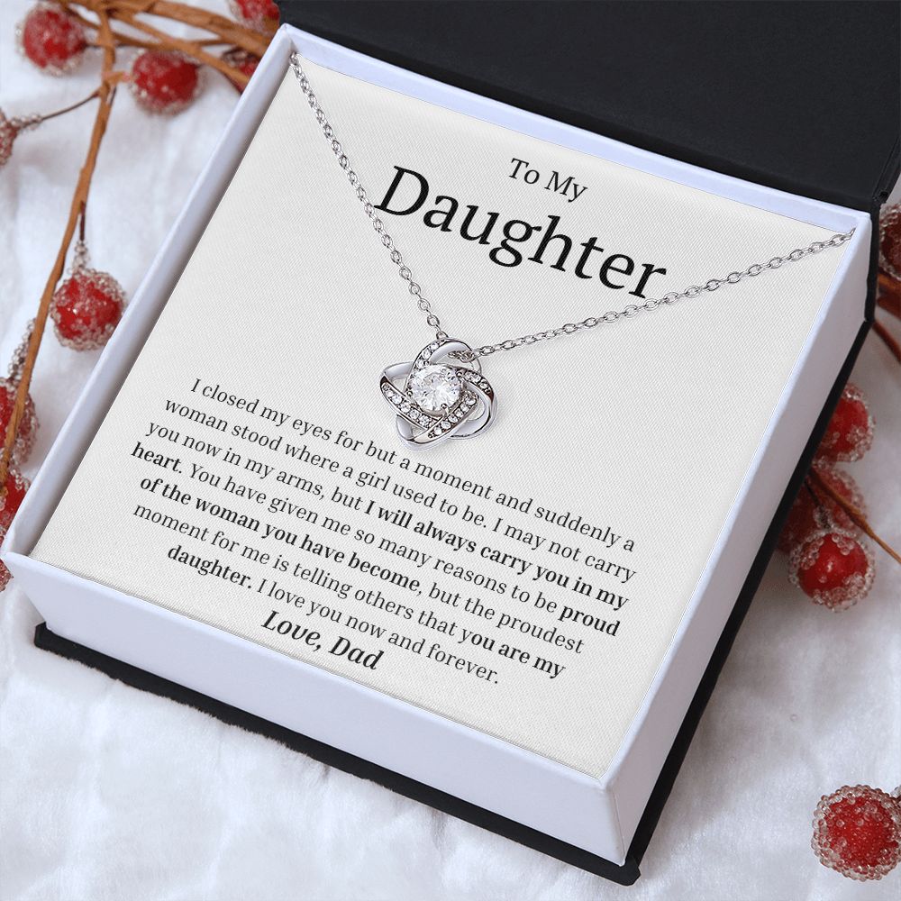 To My Daughter Love Knot Necklace - for birthdays, graduations, bridal showers, just because, any special occasion