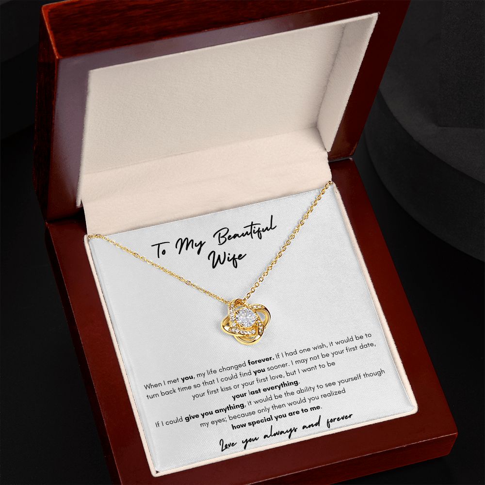 To My Beautiful Wife -Love Knot Necklace