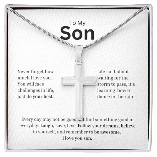 To My Son:  Stainless Steel Cross Necklace - Remind him how much you love him.